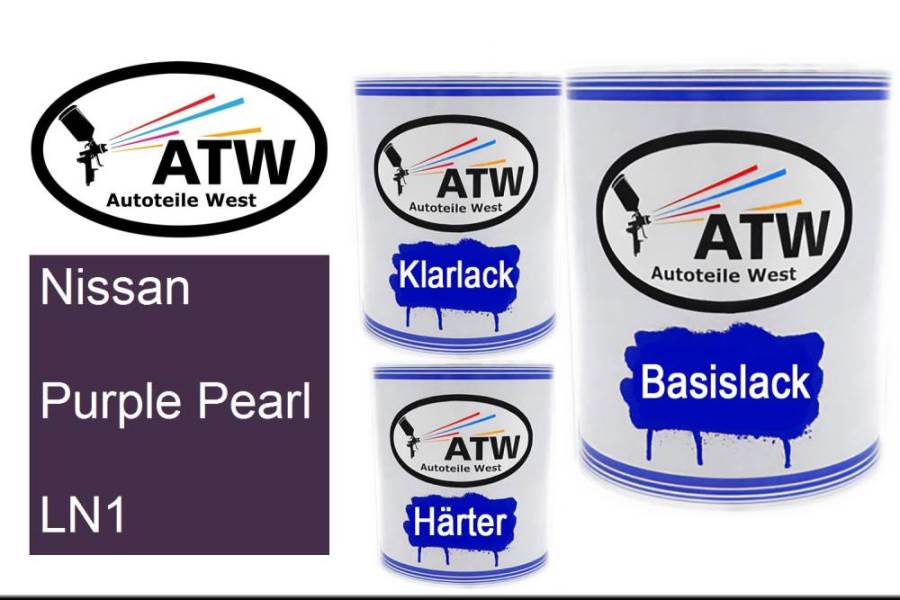 Nissan, Purple Pearl, LN1: 1L Lackdose + 1L Klarlack + 500ml Härter - Set, von ATW Autoteile West.